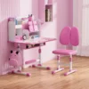 2Pcs/Set Kids Study Desk Chair Set, Height Adjustable Children School Study Table Chair Set with Sitting Corrector