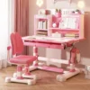 Kids Functional Desk and Chair Set, Ergonomic Height Adjustable Children School Study Desk with Tilt Desktop, Book Stand