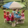 Naturally Playful Kids Picnic Table With Umbrella, Durable Indoor/Outdoor Toys, Seating for 6 Children, Ages 3+ Years Old